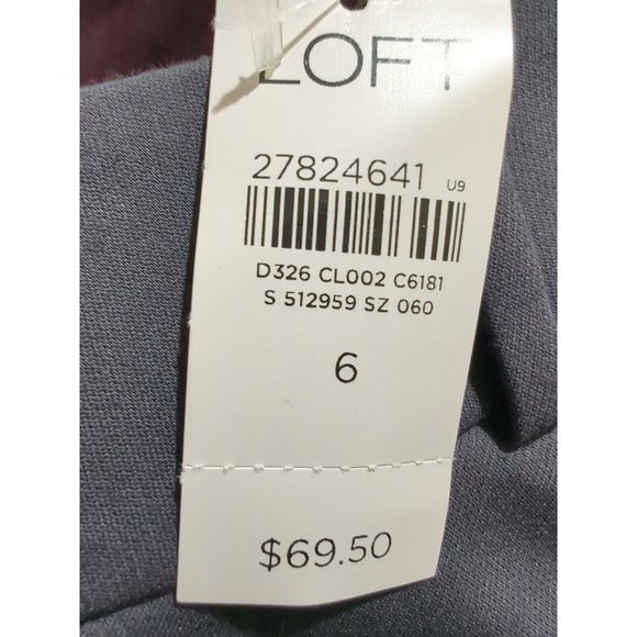 NWT LOFT GRAY“GRACE” Pants Skinny Ankle Length Fitted Leg Sz 6 Zipper Front - Picture 9 of 10